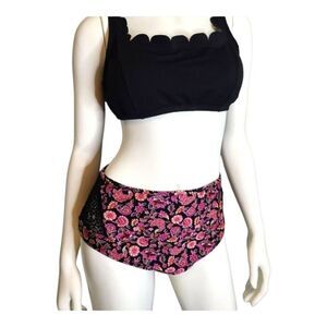 Time and Tru Black and Floral Bikini Womens Size 12